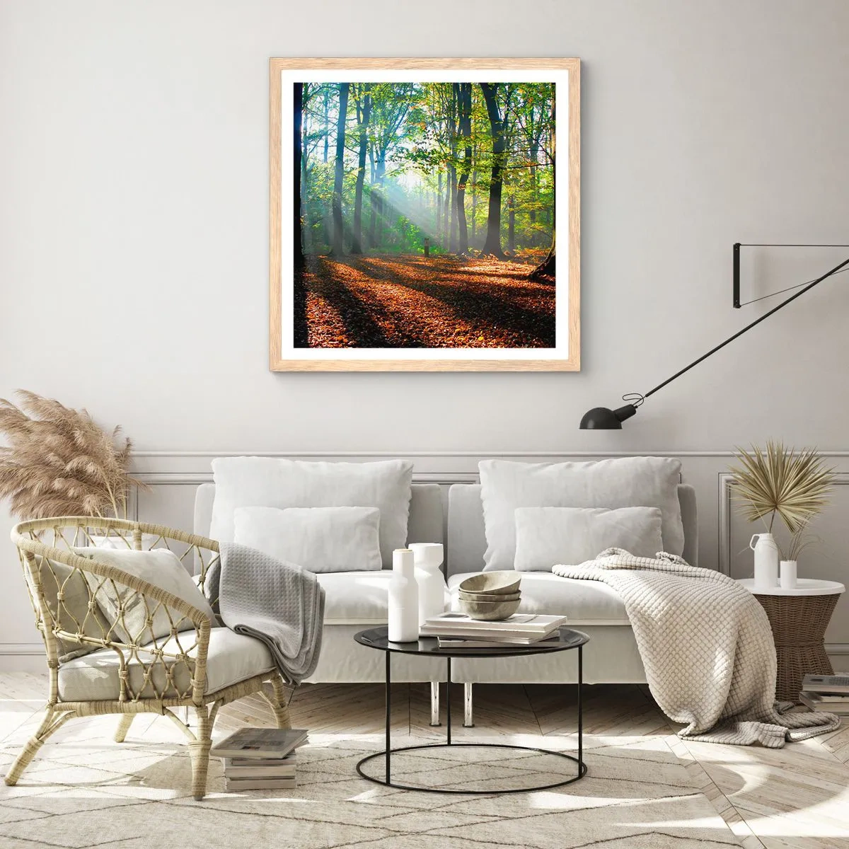 Een poster in een licht eiken lijst - Lichten en schaduwen - 30x30 cm