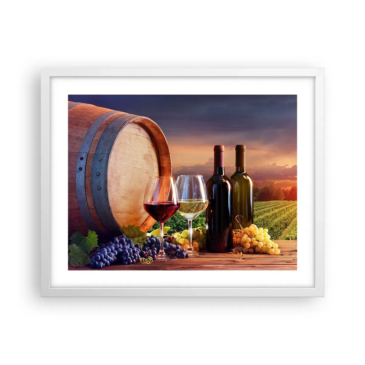 Poster in een witte lijst - Het leven smaakt hier - 50x40 cm