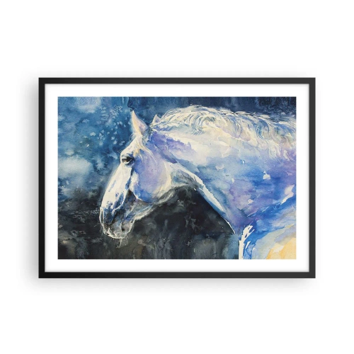 Poster in een zwarte lijst - Portret in een blauwe gloed - 70x50 cm