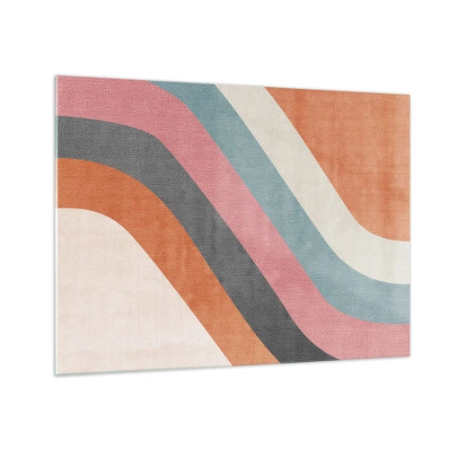 Schilderen op glas - Kleurrijke diagonale strepen op een lichte achtergrond - 70x50cm - Diagonale compositie – beweging - Moderne wanddecoratie voor woonkamer en slaapkamer ARTTOR