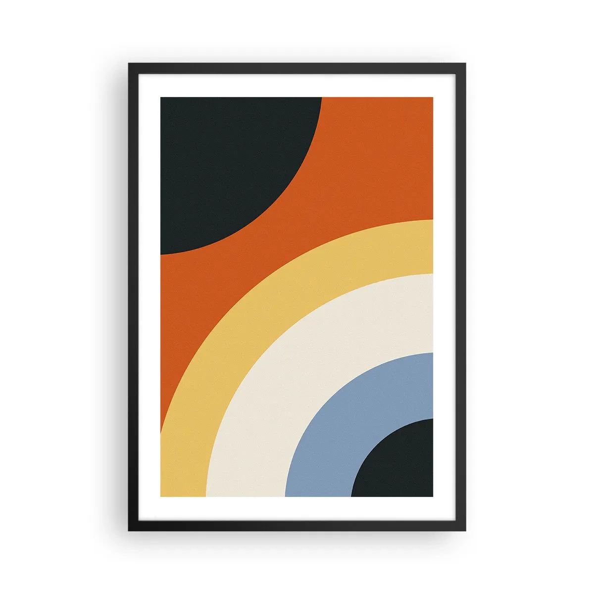 Poster in een zwarte lijst - Abstracte kleurrijke bogen en cirkels - 50x70cm - Naar mezelf toe - Moderne wanddecoratie voor woonkamer en slaapkamer ARTTOR