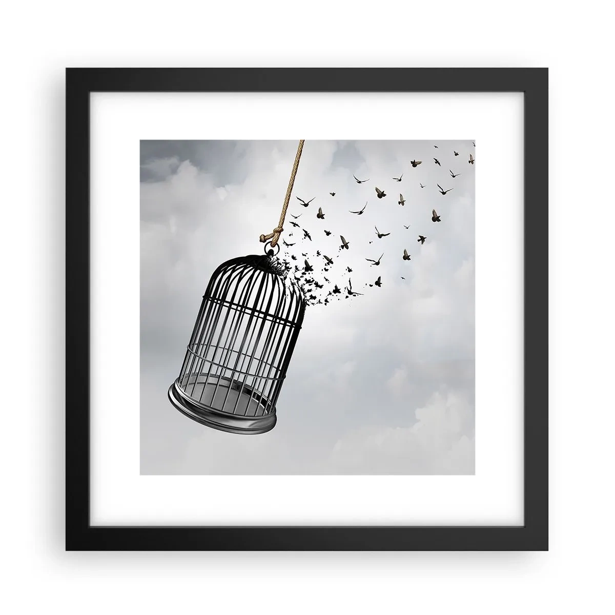Poster in een zwarte lijst - Geloof ... Hoop ... Vrijheid! - 30x30 cm