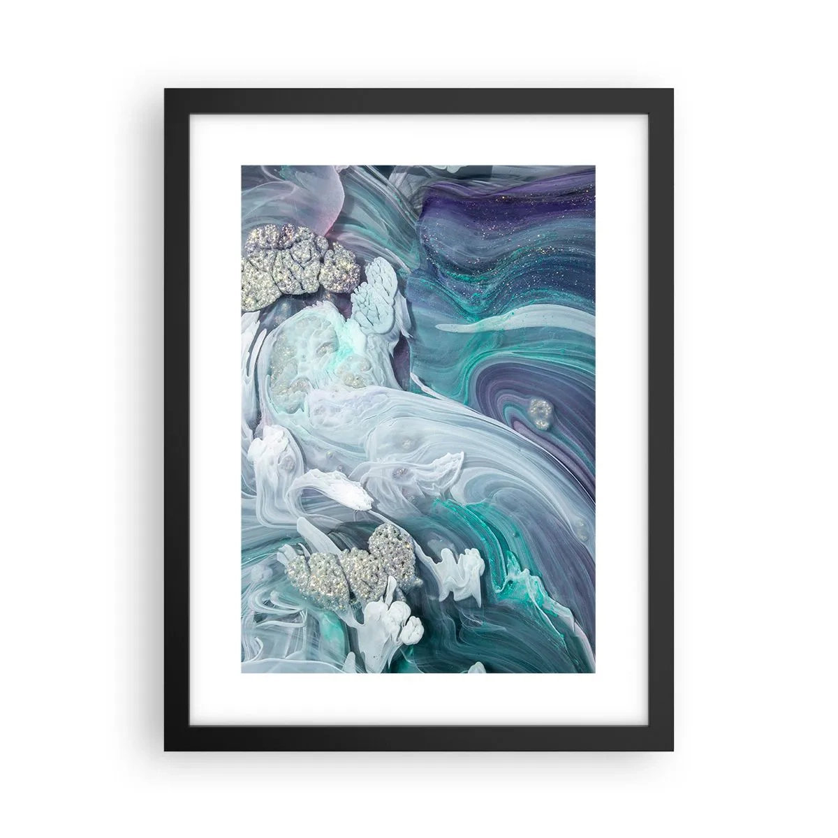 Poster in een zwarte lijst - Stromingen van hemelsblauw - 30x40 cm