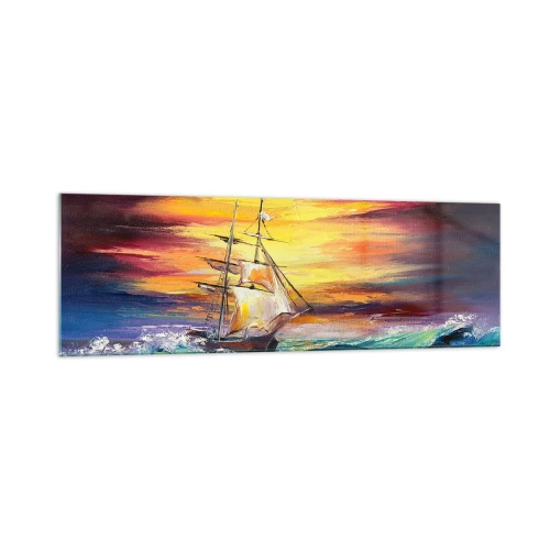 Schilderen op glas - Dapper onder de golven - 160x50 cm