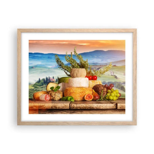 Een poster in een licht eiken lijst - De Italiaanse levensvreugde - 50x40 cm