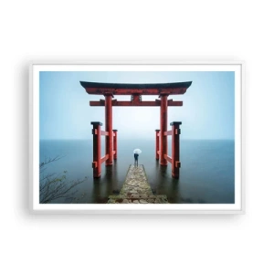 Poster in een witte lijst - Japanse mijmering - 100x70 cm