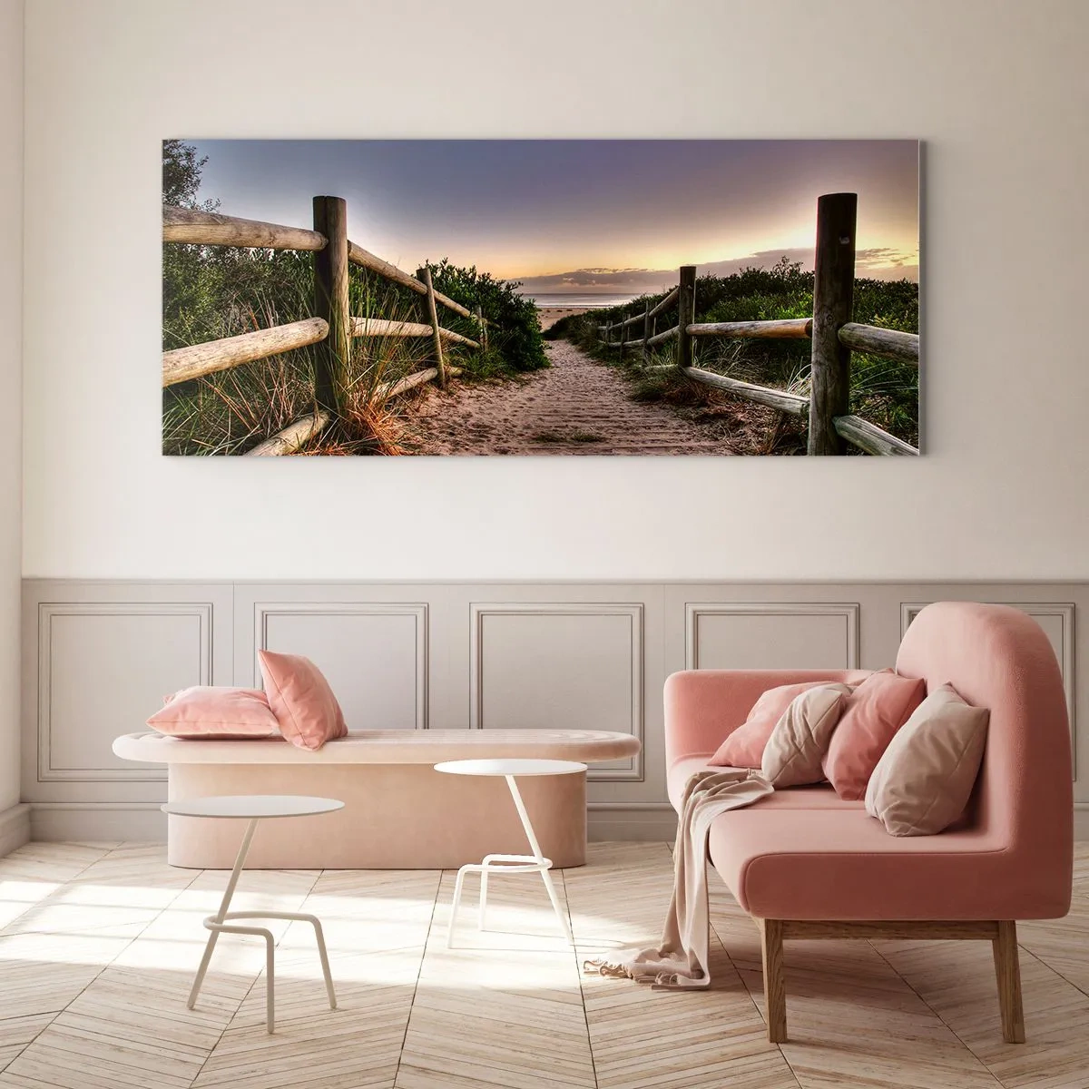 Schilderen op glas - Het doel is al zichtbaar - 90x30 cm