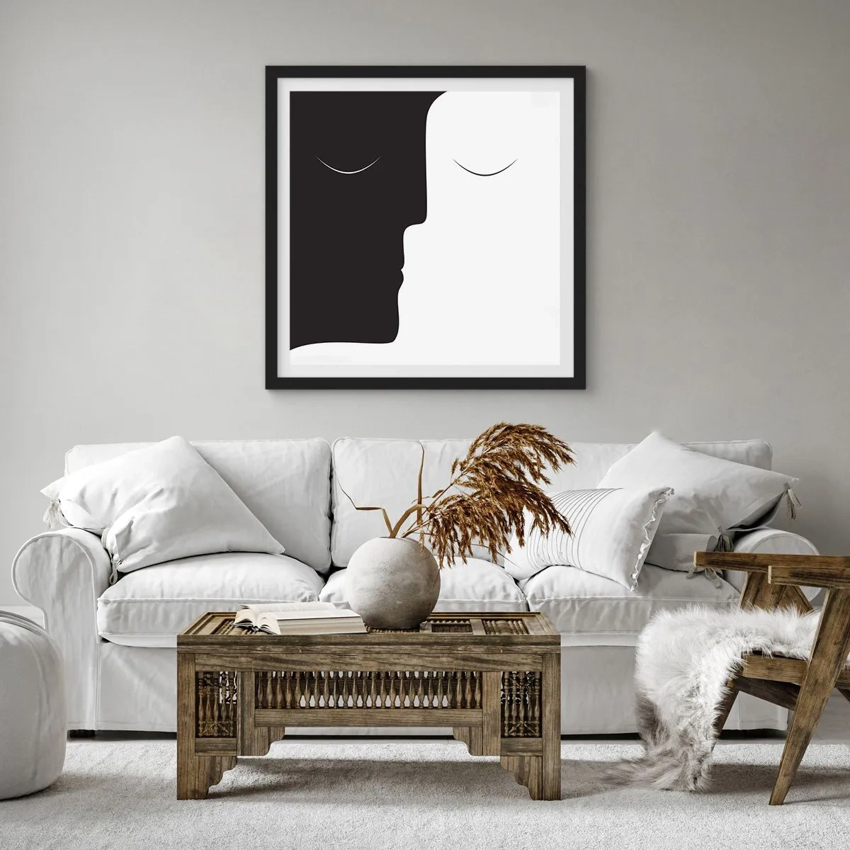 Poster in een zwarte lijst - Eenheid van tegenstellingen - 40x40 cm