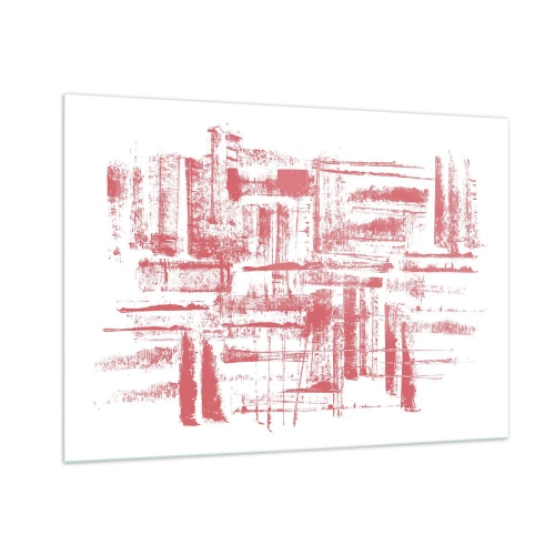Schilderen op glas - De rode stad - 100x70 cm