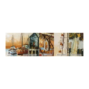 Fotobehang Monster Premium Canvas - Een vreedzame terugkeer - Vissersboot, Vissershaven, Deel - 100x30 cm
