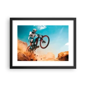 Poster in een zwarte lijst - Fiets waanzin demon - 40x30 cm