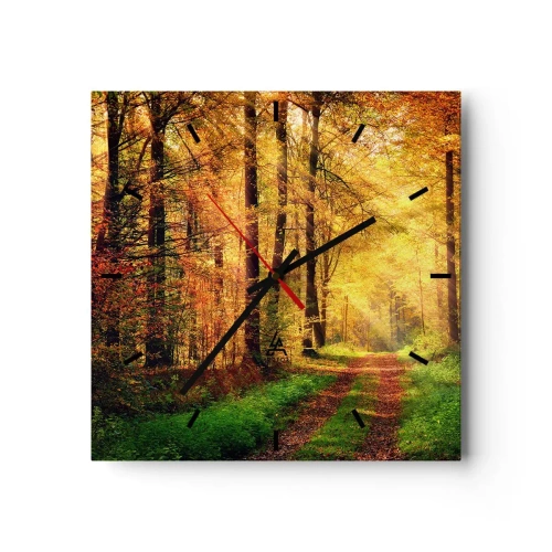 Wandklok - Klok - Bos-gouden stilte - 40x40 cm