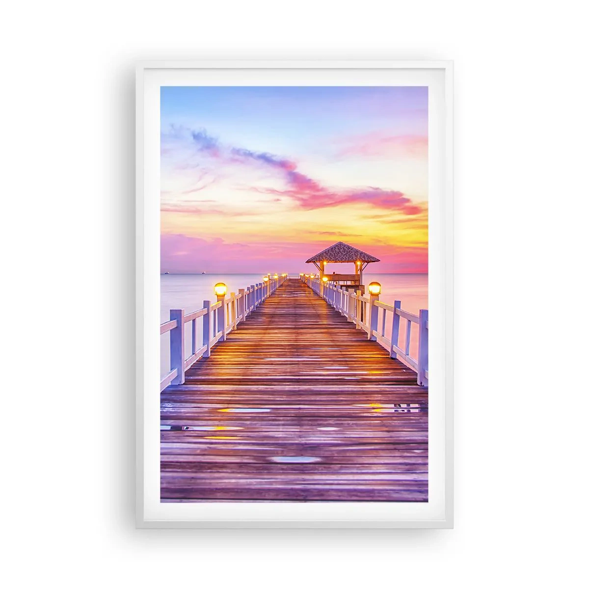 Poster in een witte lijst - De lila-gouden stilte van de avond - 61x91 cm