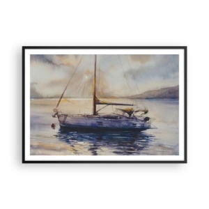 Poster in een zwarte lijst - Avond aan de baai - 100x70 cm