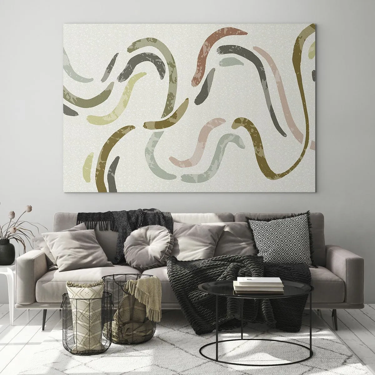 Schilderen op glas - Een vrolijke dans van abstractie - 100x70 cm