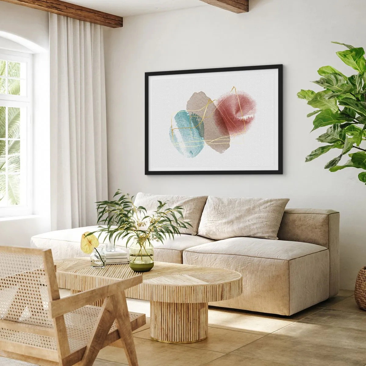 Poster in een zwarte lijst - Koralen van de ruimte - 100x70 cm