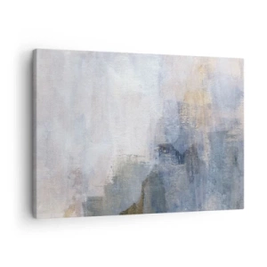 Schilderen op canvas - Subtiele abstracte vlekken in tinten blauw en beige - 70x50cm - Kleurtonen en akkoorden - Moderne wanddecoratie voor woonkamer en slaapkamer ARTTOR