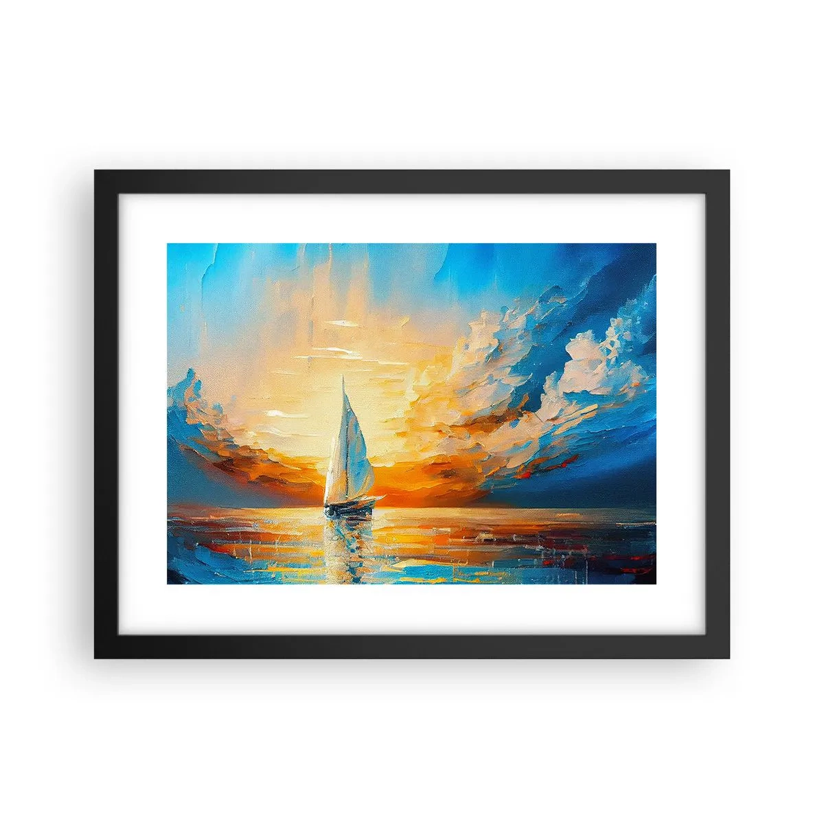 Poster in een zwarte lijst - Zeilen in goud - 40x30 cm