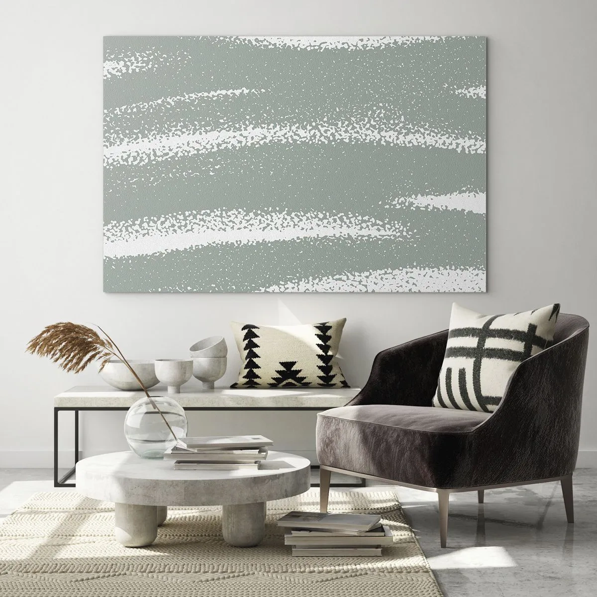 Schilderen op glas - Abstractie in een winterklimaat - 100x70 cm