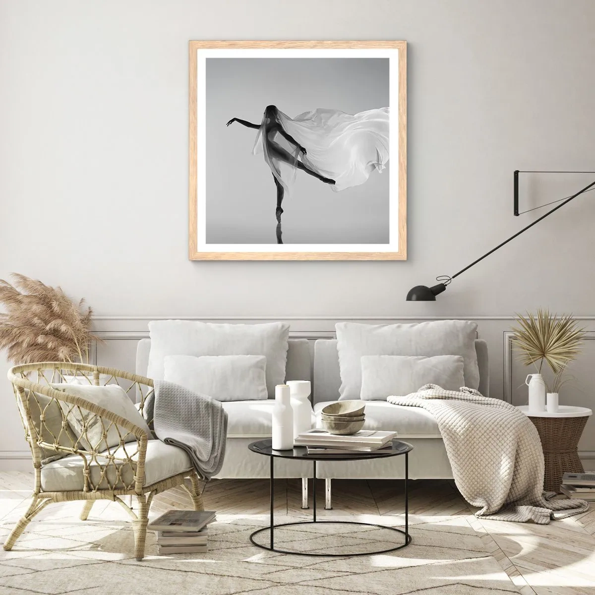 Een poster in een licht eiken lijst - Lichtheid en gratie - 60x60 cm