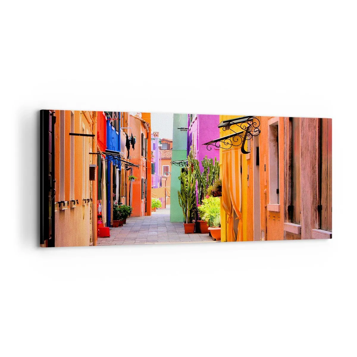 Schilderen op canvas - Regenboogsteeg - 100x40 cm
