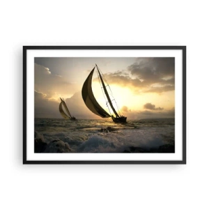 Poster in een zwarte lijst - Met de wind en tegen de wind - 70x50 cm