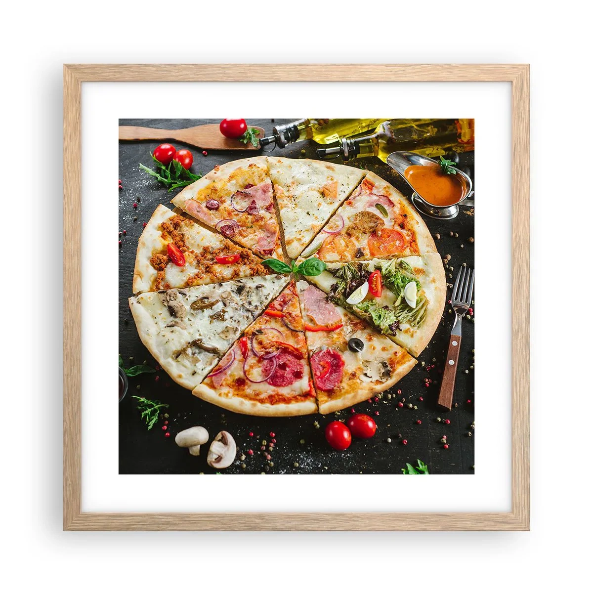 Een poster in een licht eiken lijst - Een scala aan smaken - 40x40 cm