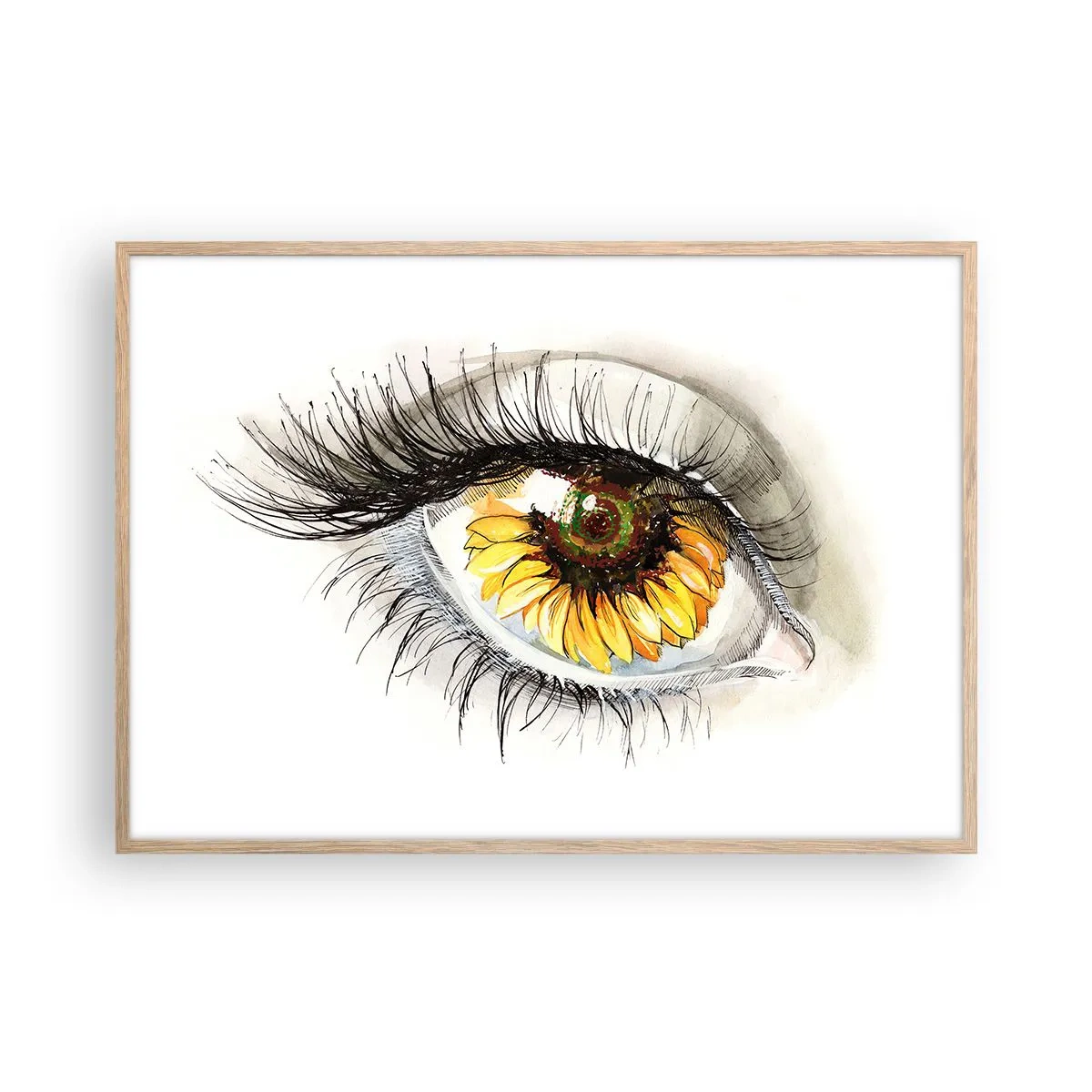 Een poster in een licht eiken lijst - Een look zo warm als de zomer - 100x70 cm