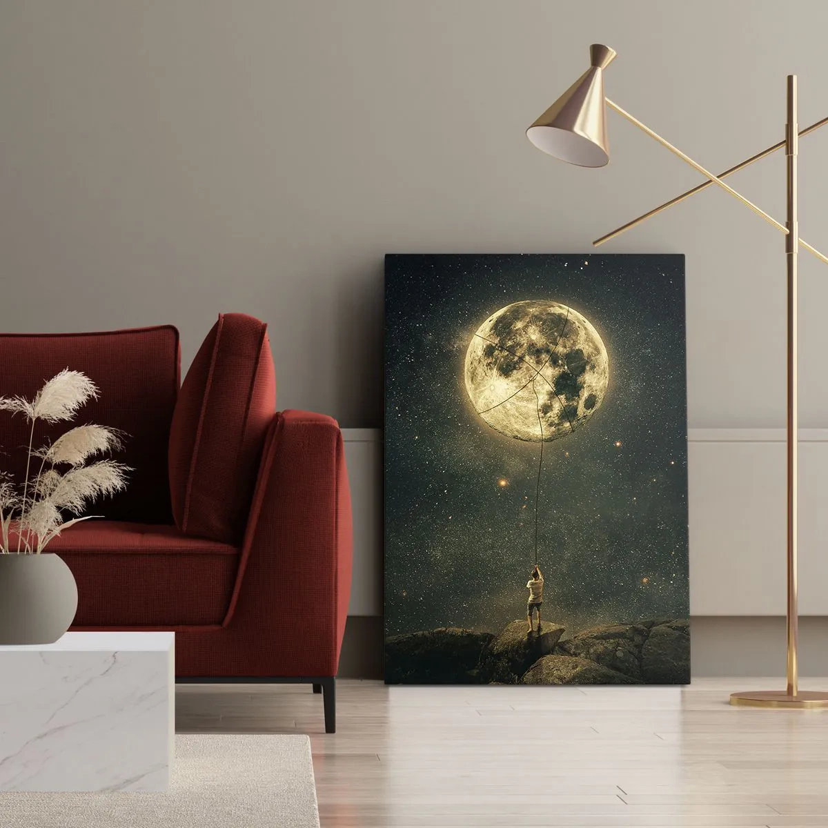 Schilderen op canvas - Iemand die de maan heeft gestolen - 50x70 cm