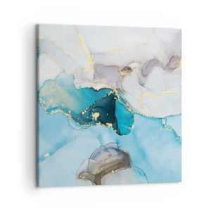 Schilderen op canvas - Een studie van de ontmoeting van grijs en turkoois - 60x60 cm