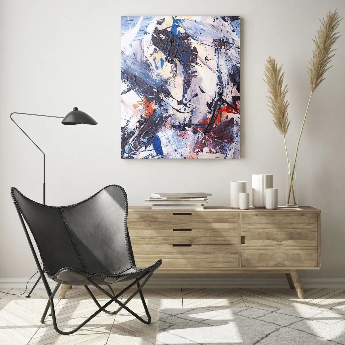 Schilderen op glas - Gekke dans van abstractie - 50x70 cm