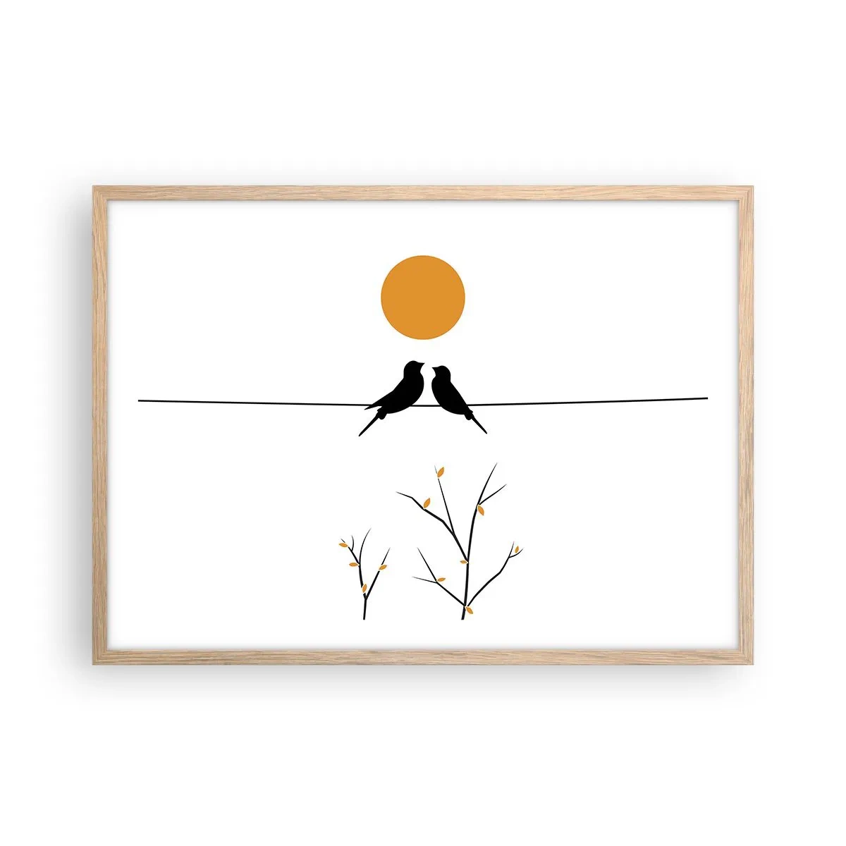 Een poster in een licht eiken lijst - Nachtegalen avond - 70x50 cm