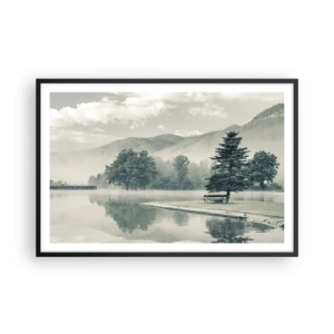 Poster in een zwarte lijst - Het meer slaapt nog - 91x61 cm