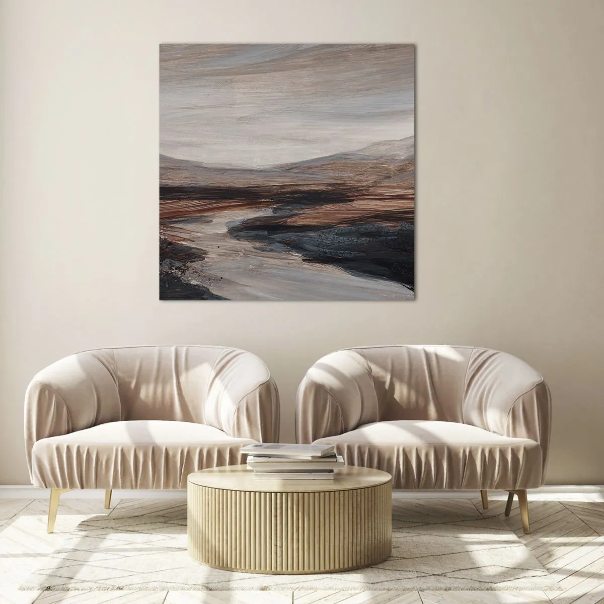 Schilderen op glas - Een rustige vallei - 60x60 cm