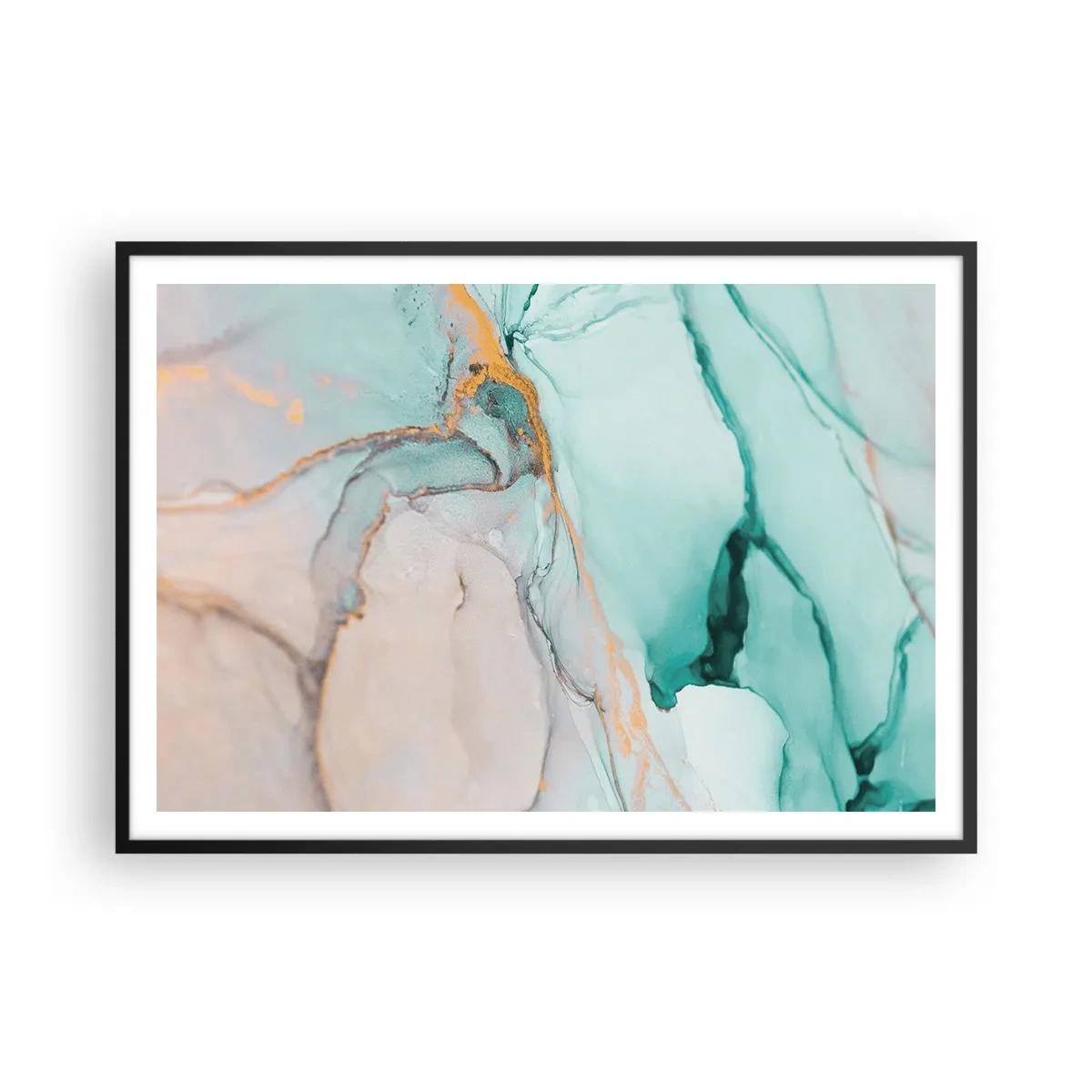 Poster in een zwarte lijst - Een dans van vormen en kleuren - 100x70 cm