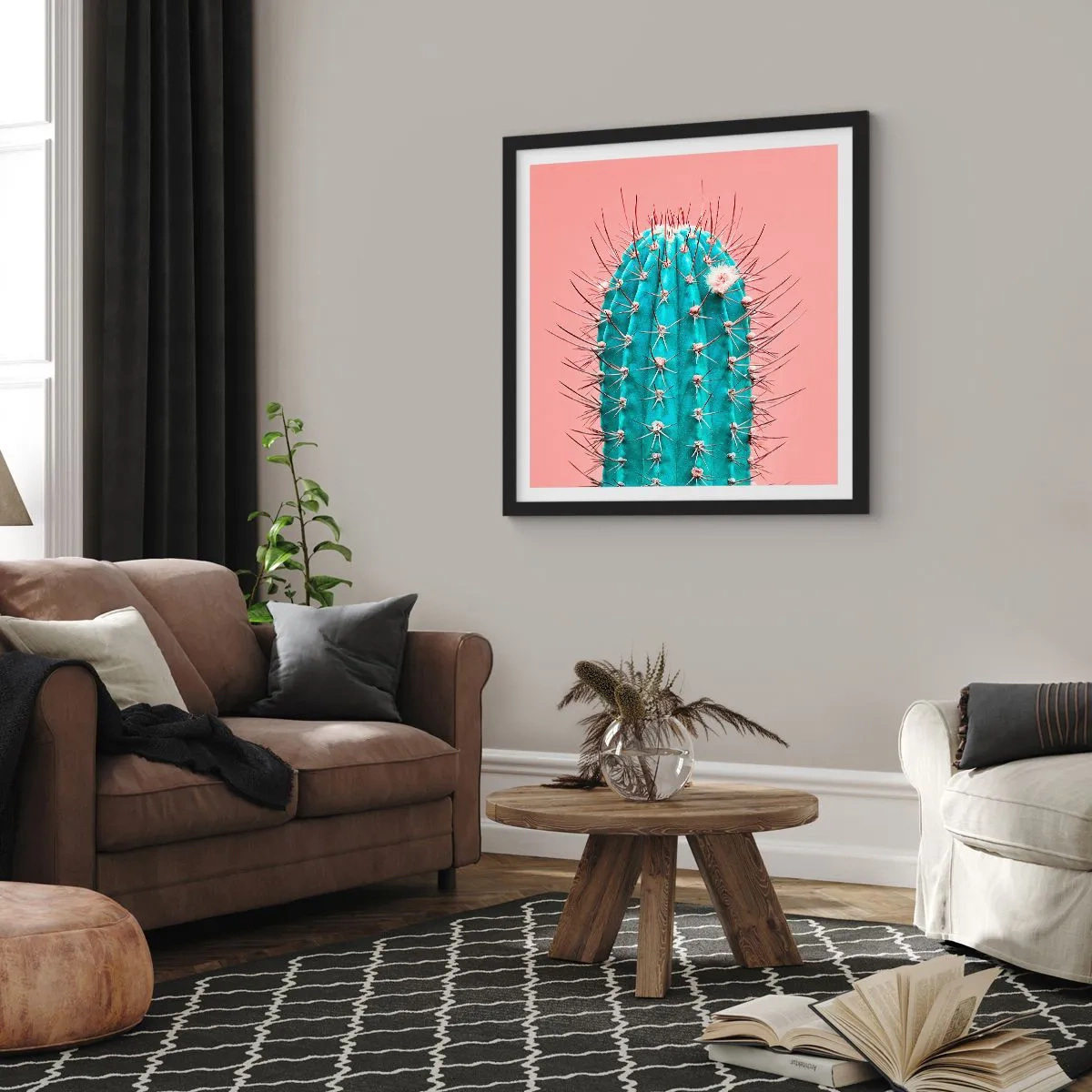 Poster in een zwarte lijst - Kijk gewoon - 50x50 cm