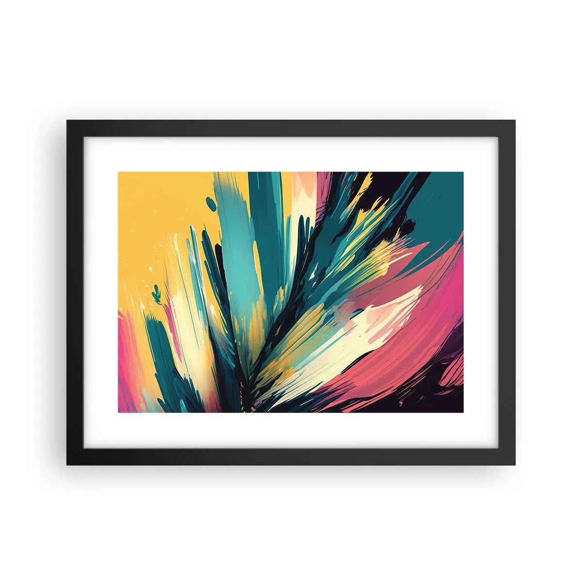 Poster in een zwarte lijst - Compositie – een explosie van vreugde - 40x30 cm