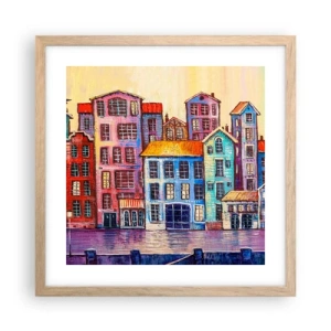 Een poster in een licht eiken lijst - Een stad als uit een sprookje - 40x40 cm