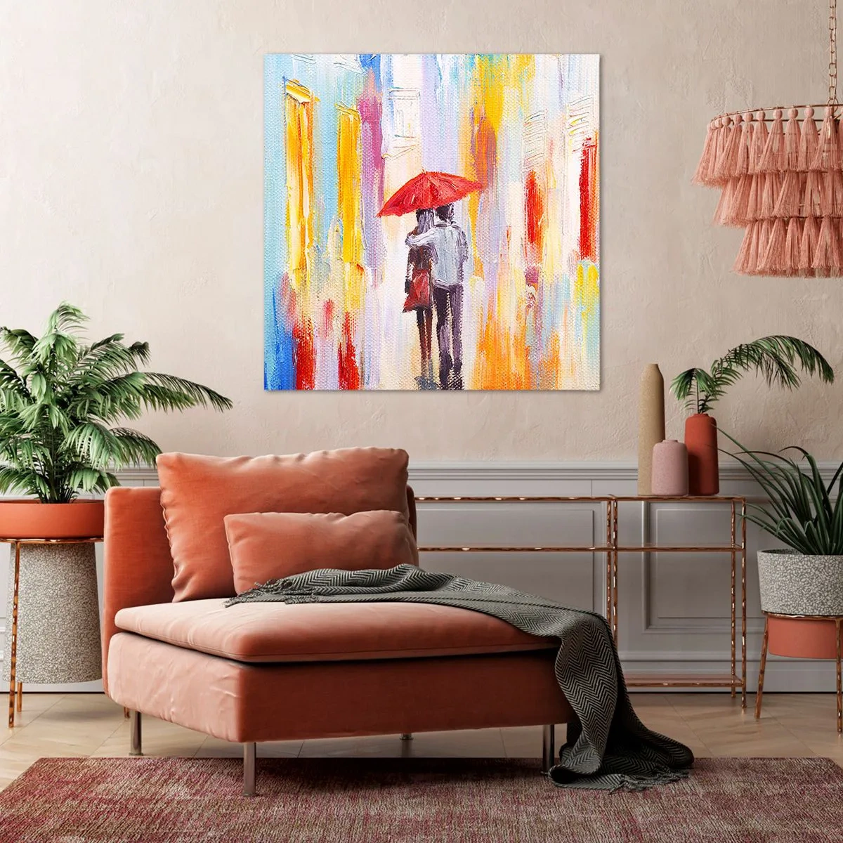 Schilderen op canvas - Laat het maar regenen - 40x40 cm