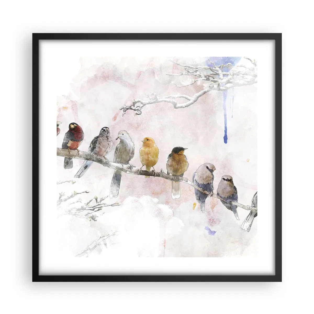 Poster in een zwarte lijst - Gevleugelde ontmoeting - 50x50 cm