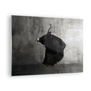 Schilderen op glas - Zwart-wit silhouet van een danser in een dynamische pose - 70x50cm - Gepassioneerde riem - Moderne wanddecoratie voor woonkamer en slaapkamer ARTTOR