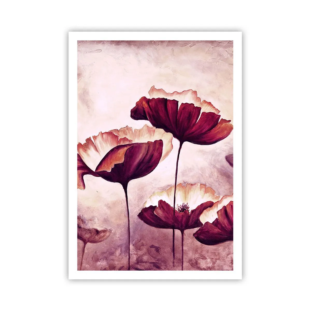 Poster - Rood en wit bloemblad - 70x100 cm
