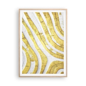Een poster in een licht eiken lijst - Compositie in wit en goud - 70x100 cm