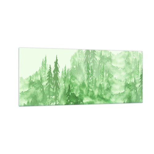 Schilderen op glas - Wazig met groene mist - 100x40 cm