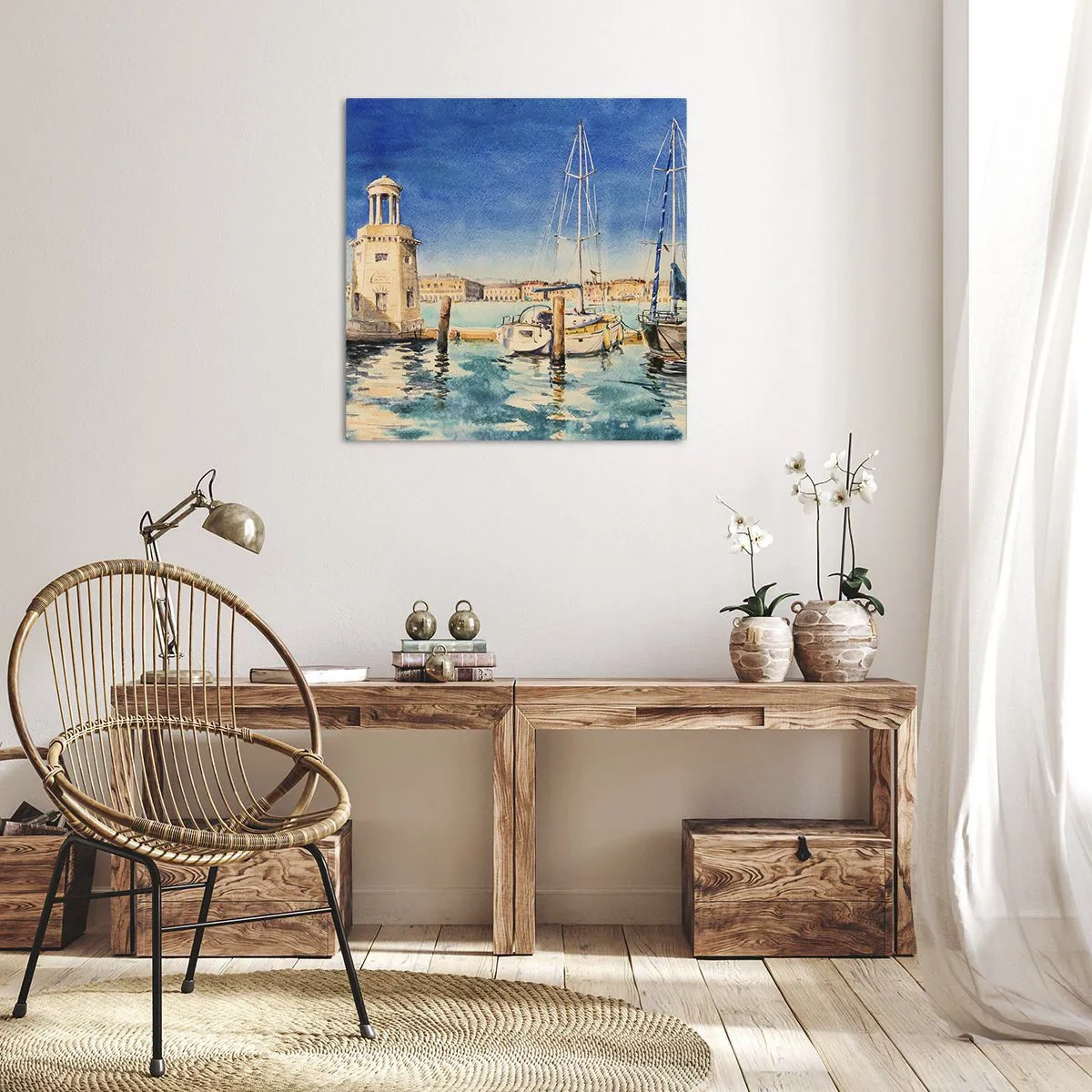 Schilderen op canvas - Zonnige lagune - 30x30 cm