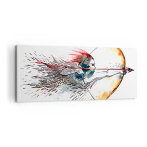 Schilderen op canvas - Mythische krijger met een vurige boog - 120x50 cm