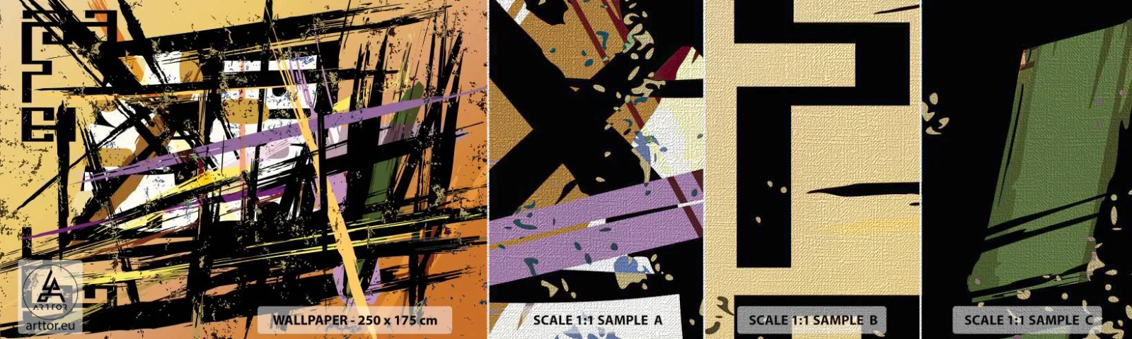 Fotobehang Monster Premium Canvas - Een scherp snijden - Abstractie, Deel, Modern patroon - 100x30 cm