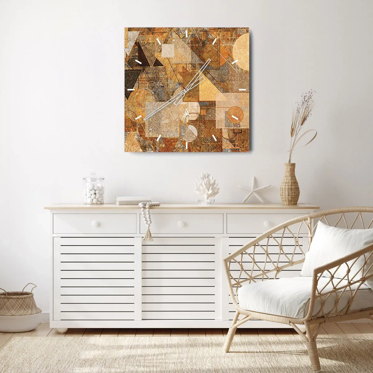 Wandklok - Klok - Een kubistische studie van brons - 40x40 cm