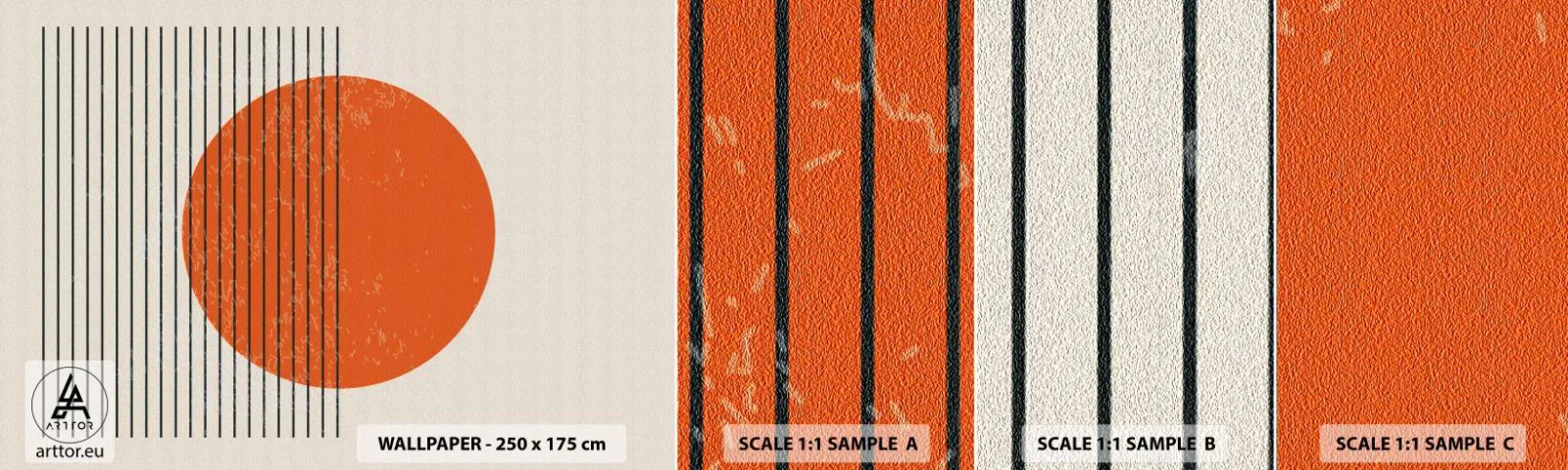 Fotobehang Staaltje Standard Eco - Altijd de zon - Zon, Minimalistisch, Lijnen - 100x30 cm