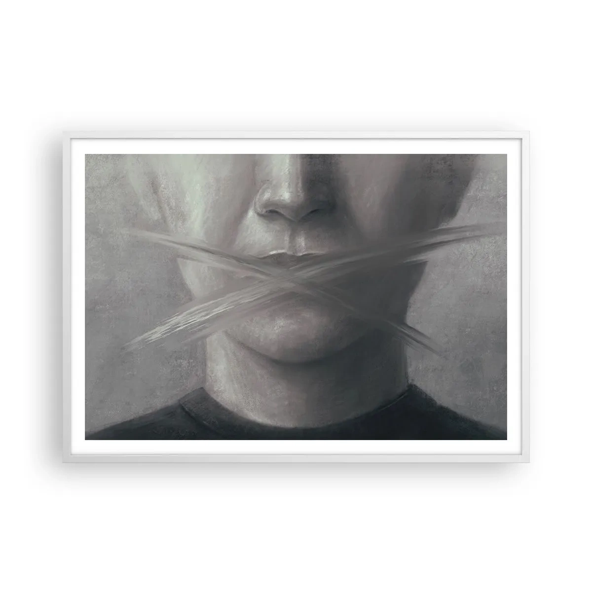 Poster in een witte lijst - Zonder een woord - 100x70 cm